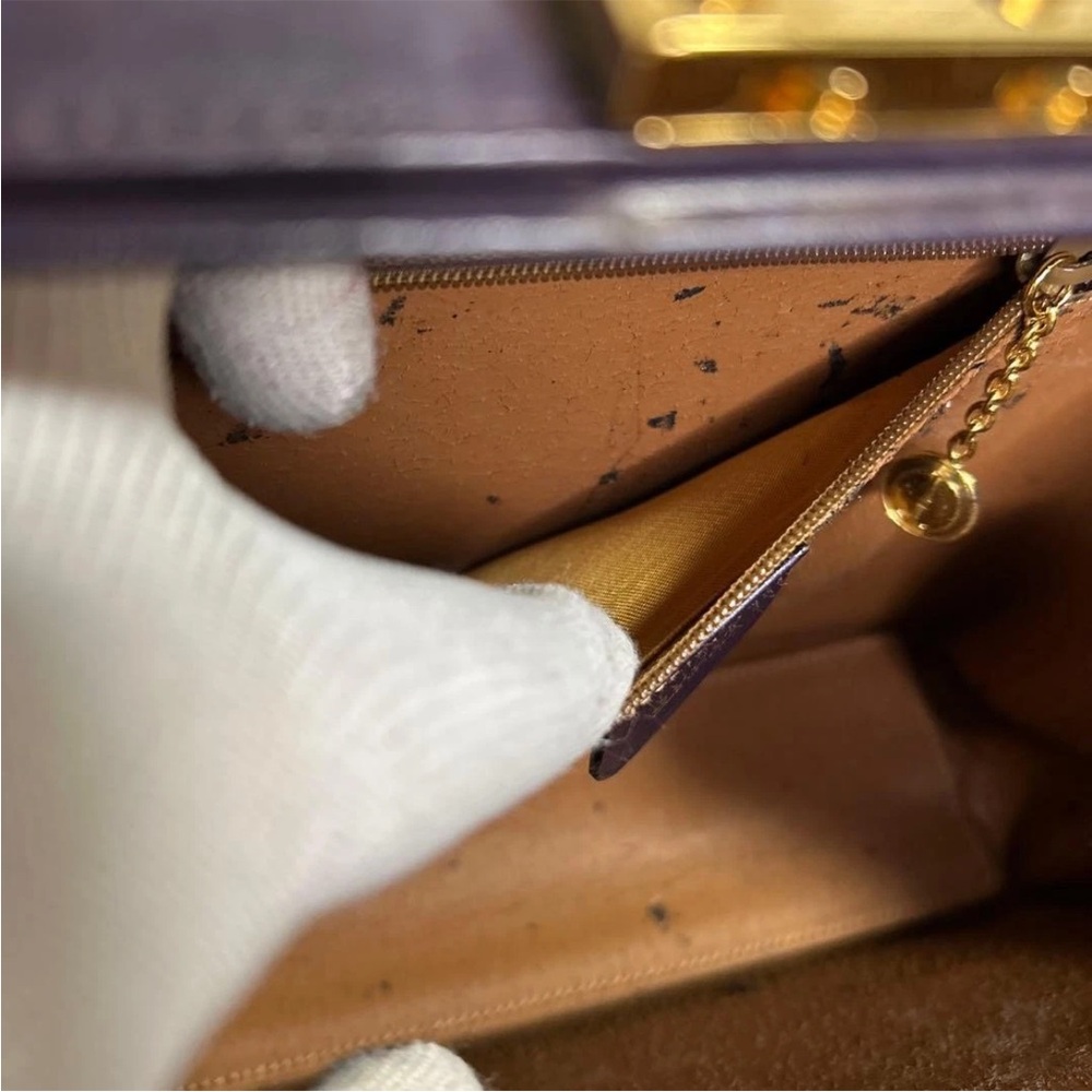 Gucci Dark Purple Leather Box Bag with Gold Hardware - Picture 13 of 16
